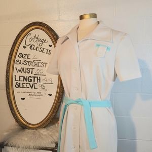 VTG 70s Lorch Nurses Day Dress L